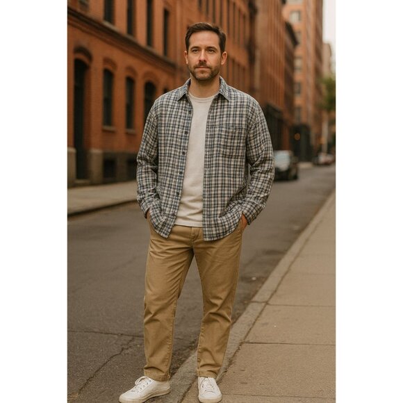 Vintage Tradition Plaid Button‑Down Shirt Large Cotton Preppy Workwear Rugged - Picture 1 of 6